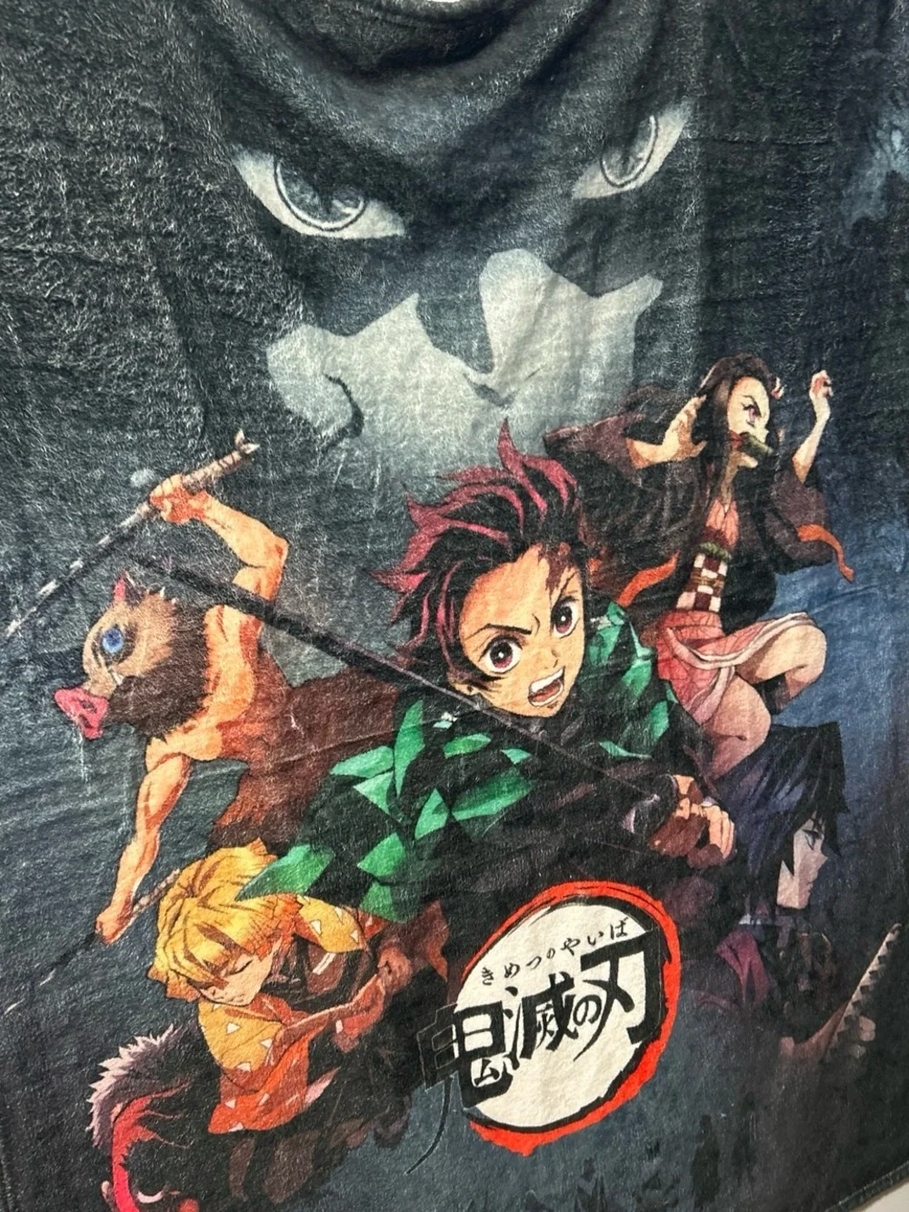 Demon Slayer Throw Blanket - Black & Green Anime Design